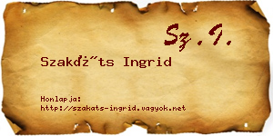 Szakáts Ingrid névjegykártya